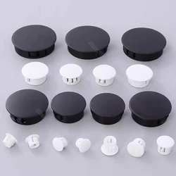 Black White Snap on Plastic Plug Hole Caps Wall Cable Desk Plugs Furniture Hole Bung Round Profile Pipe Screw Covers Gromet Wire
