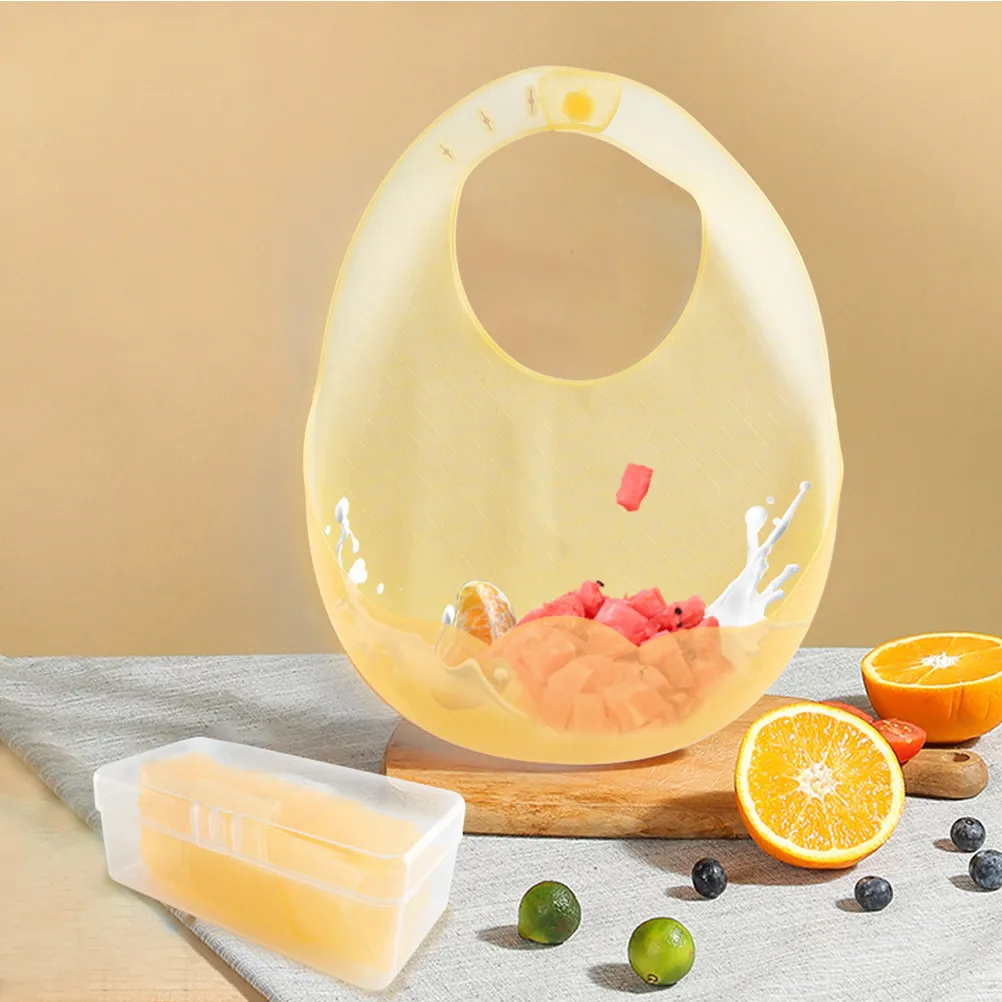 

3Pcs Baby Silicone Bibs Soft Comfortable Adjustable Neck Strap Food Catcher Pocket Baby Feeding Toddler Bibs for Eating