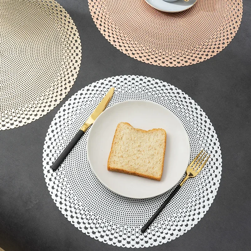 مفرش دائري مانع للانزلاق ، مفرغ للخارج ، عزل حراري ، حصيرة طاولة ، قاعدة أكواب ، طراز غربي ، كلوريد متعدد الفينيل ، فندق ومطعم ، قطر 38 ، 2 #4