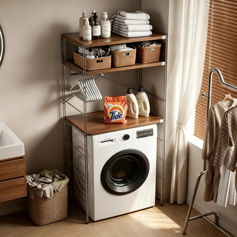 Floor-to-ceiling multi-layer toilet shelf, balcony bathroom roller, pulsator storage rack