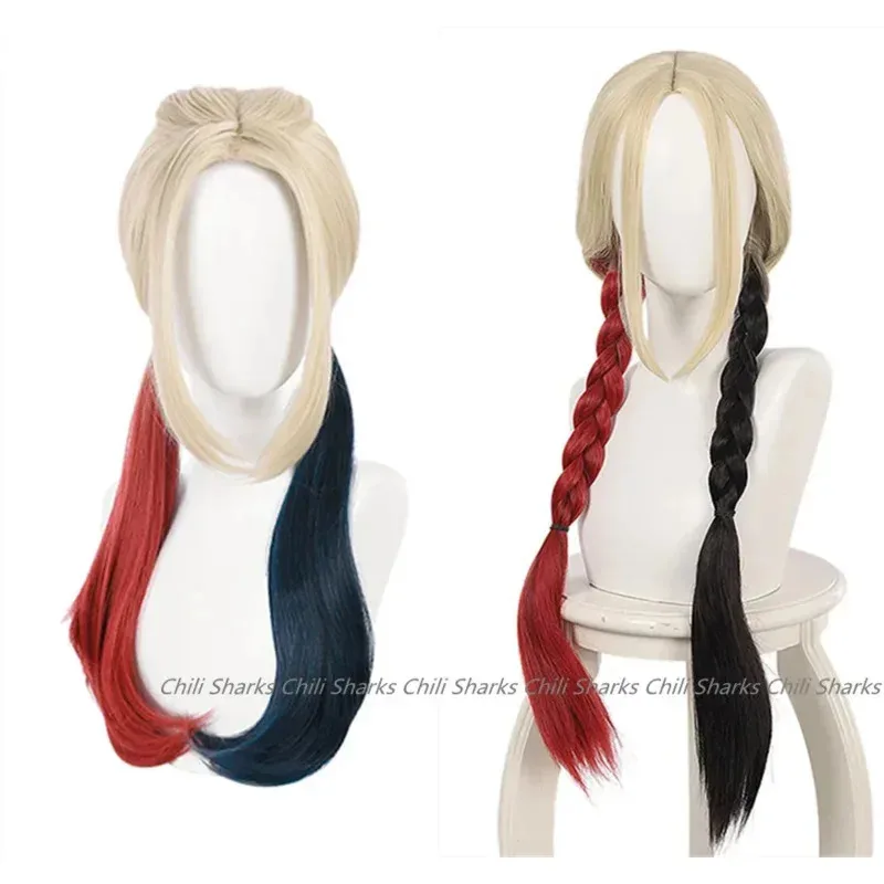 

Хэллоуин 2021, женский парик в стиле ампир из фильма «Птицы добычи», «Суицид Куинн», парик для косплея, Харли, 2 хвостика, стильная коса, женский костюм