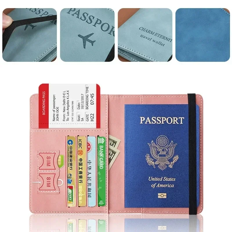 Women Rfid Travel Passport Holder Cover Case Business PU Leather Men Ticket Protective Card Holder Wallet Accessories for Flight