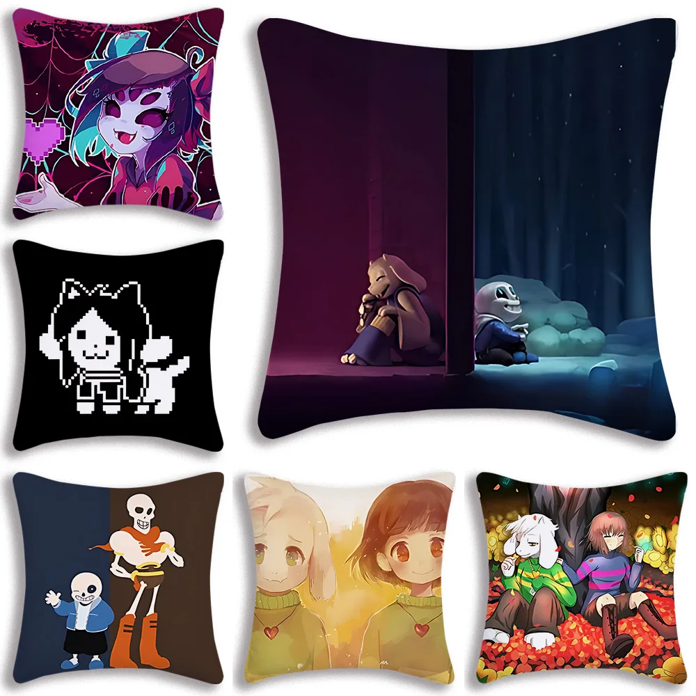 

Game Undertale Pillow Covers Cartoon Sofa Decorative Home Double-sided Printing Short Plush Cute Cushion Cover