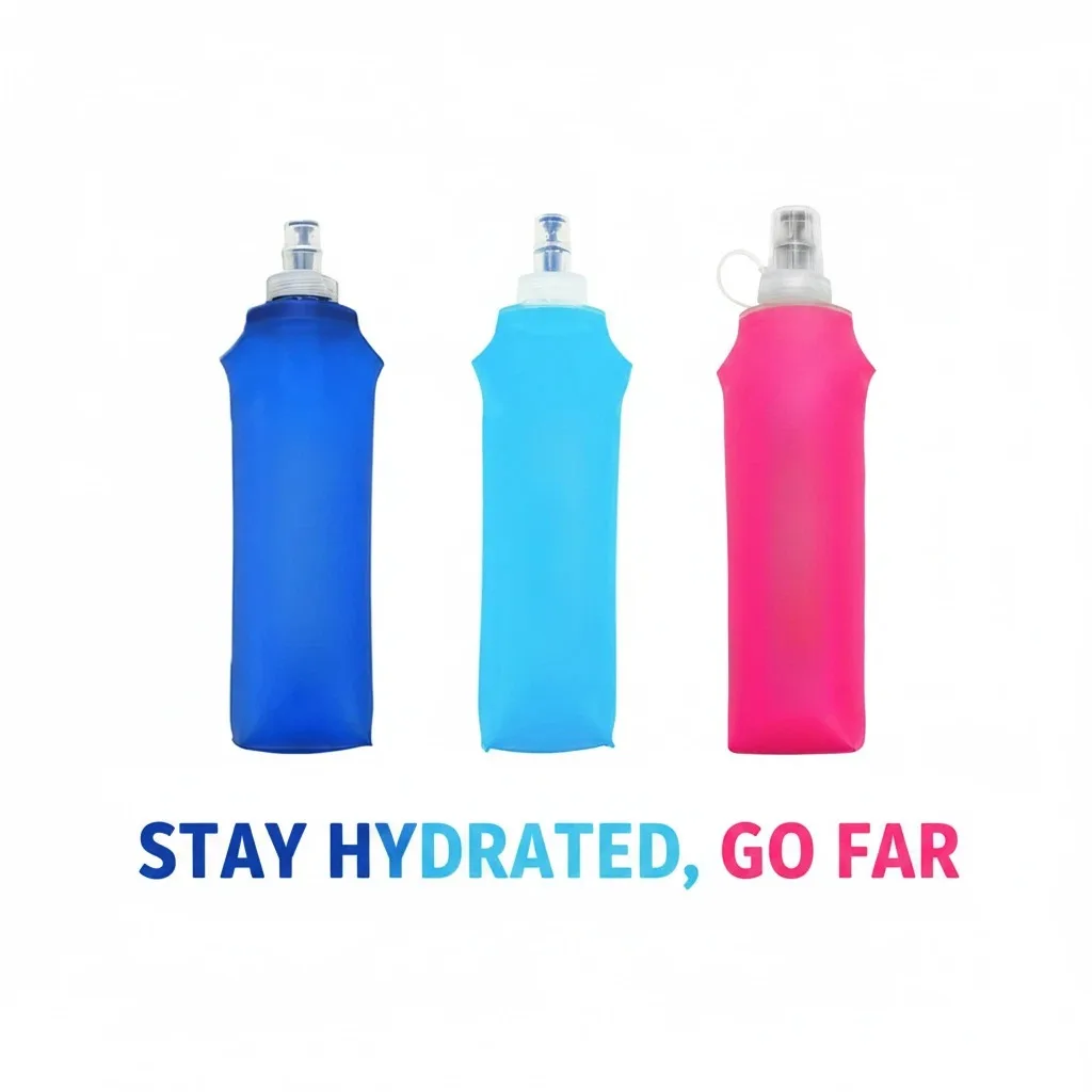 Garrafa de Água de Silicone Dobrável com Válvula de Mordida, Recipiente de Água Compacto para Viagens, Camping, Caminhadas e Corridas