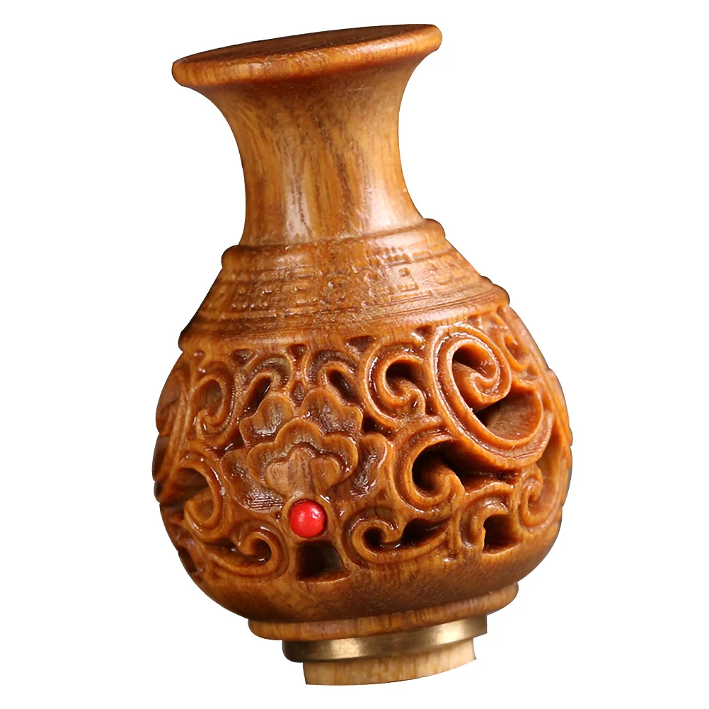 

Natural Sandalwood Carving Vase Sachet Pendant Hollow Hanging Wood Decor Aroma Beads Holder Keychain Jewelry Accessory Openable