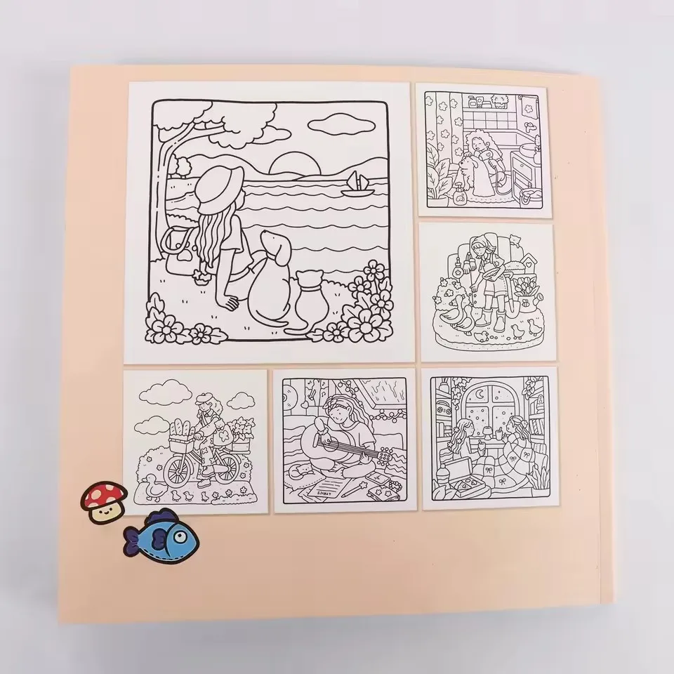 Cozy Atmosphere Relaxing Coloring Book for Adults and Teens Bold Easy-to-follow Patterns and Girl Moments image 3