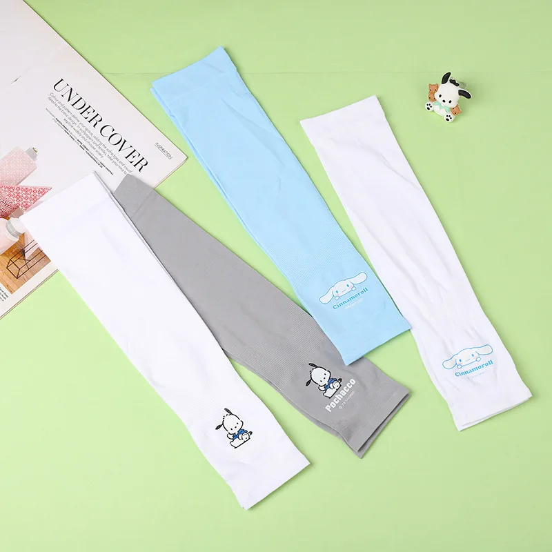 Kawaii Sanrio Cinnamoroll Summer New Ice Silk Arm Sleeves Driving Riding Outdoor Sports Breathable Sun Protection Arm Sleeves