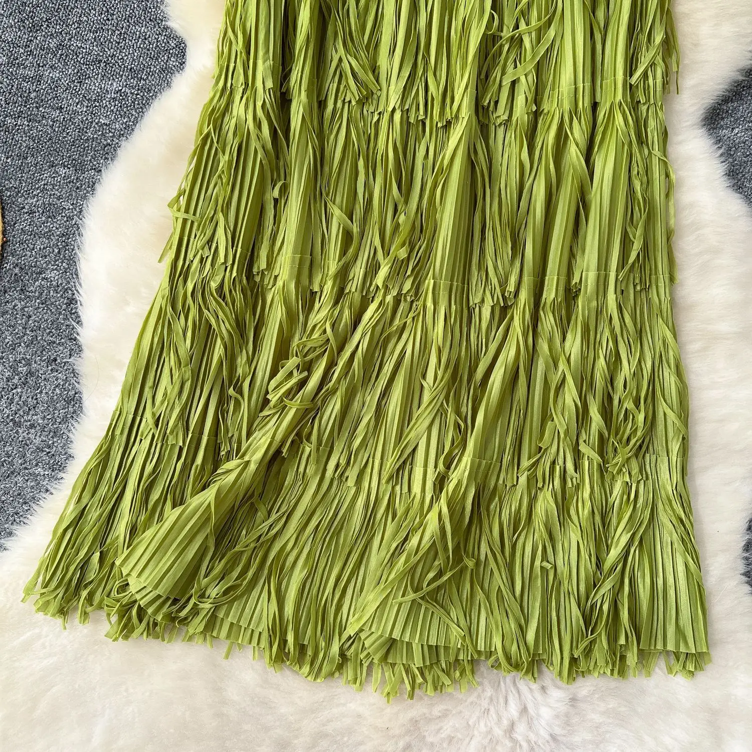 New In 2026 Spring Summer Tassel Midi Long Skirt For Women Trendy High Waist Streetwear Casual Skirts