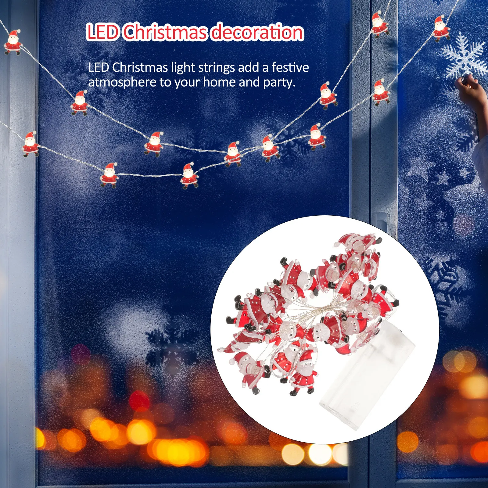 

Christmas Santa Claus String Light Outdoor Type String Lamp Durable LED Decor for Holiday Party Decoration
