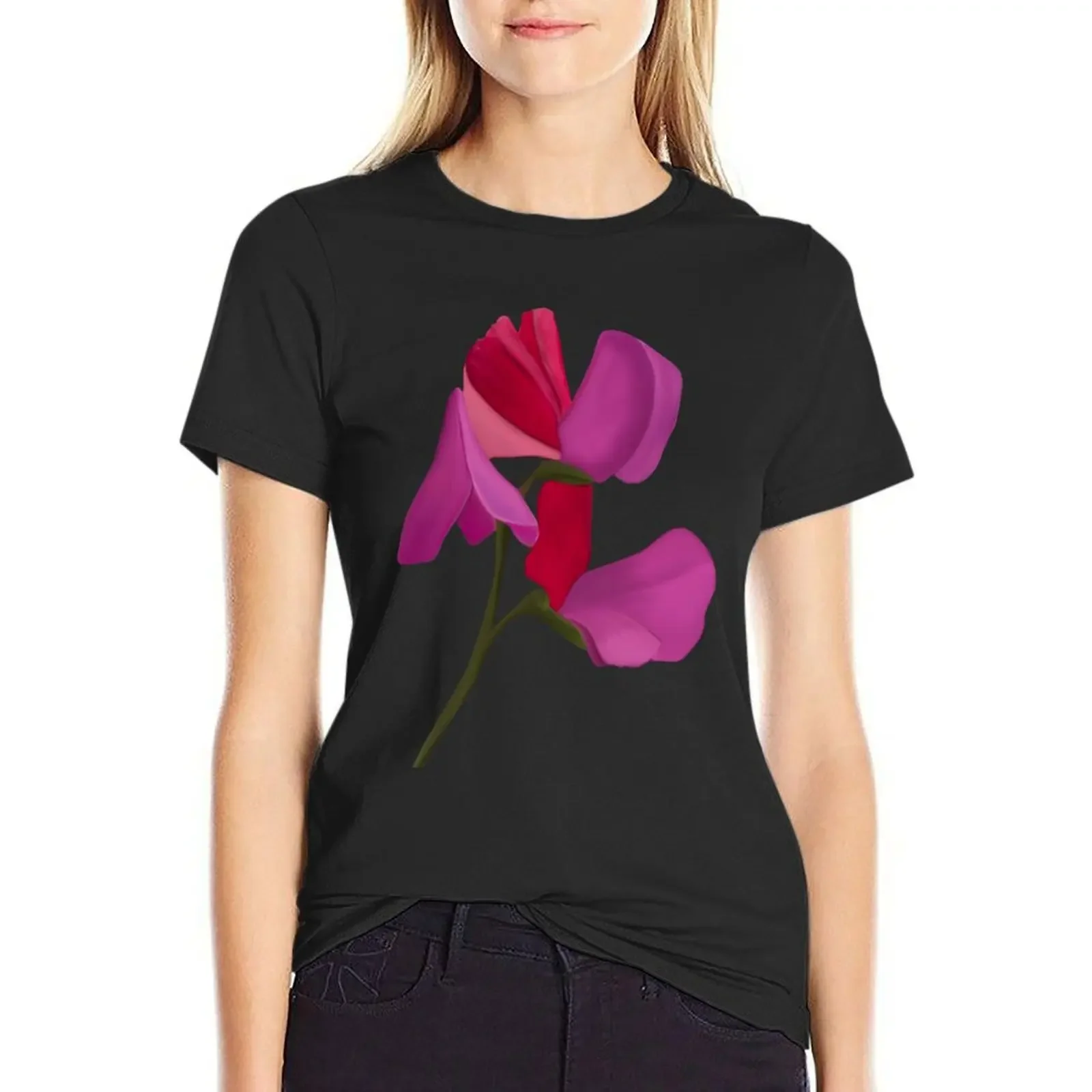 

Sweet-pea flowers T-Shirt quick-drying heavyweights funny t-shirt dress for Women sexy