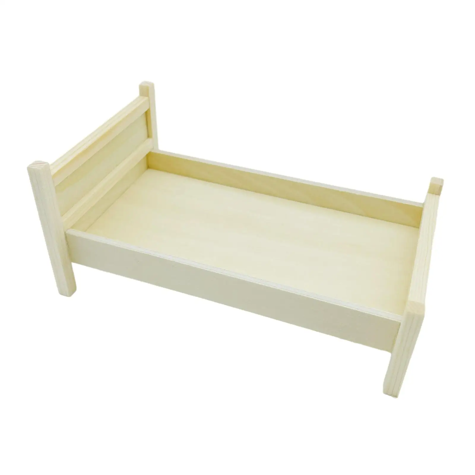 1/12 Dollhouse Wooden Bed Dollhouse Miniature Bed for Photo Props Dollhouse