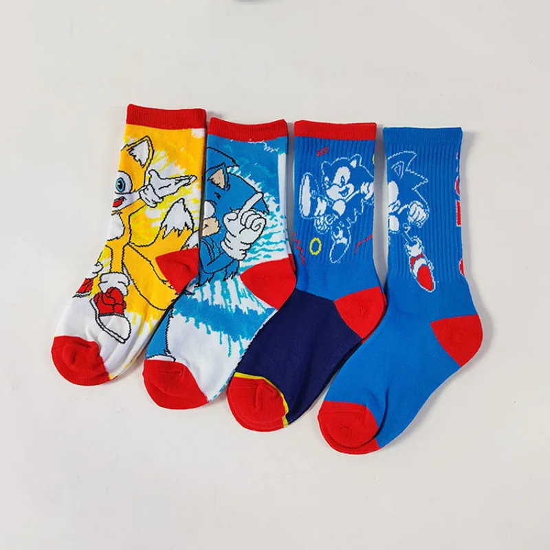 4 Anime Supersonic Socks Summer Cartoon Knitted Cotton 7-12 Years Old Children's Socks Fashion Trend Mid-Tube Socks Direct Sales