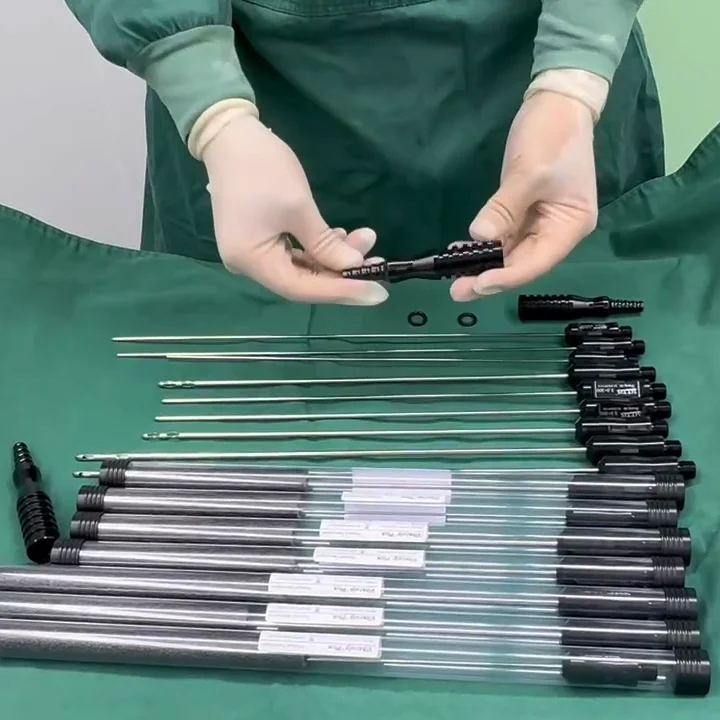 Professional Grade Stainless Steel Cannula Handle Kit Anti-Slip Black Grip for Manual Power Source Aesthetic Clinics Hospitals