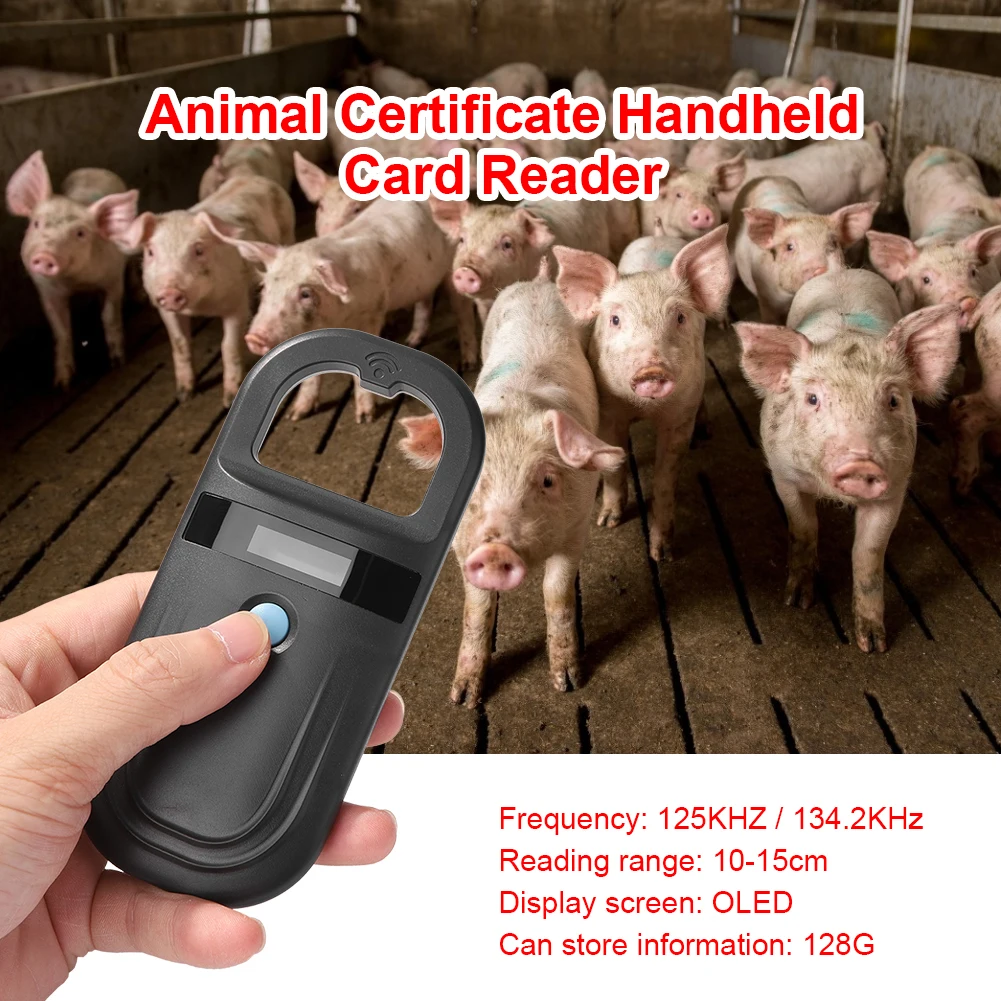 134.2KHz Animal RFID Reader 125kHz Cat Dog Identificacion Microchip Scanner with OLED Display Pet ID Reader for ISO 11784/11785