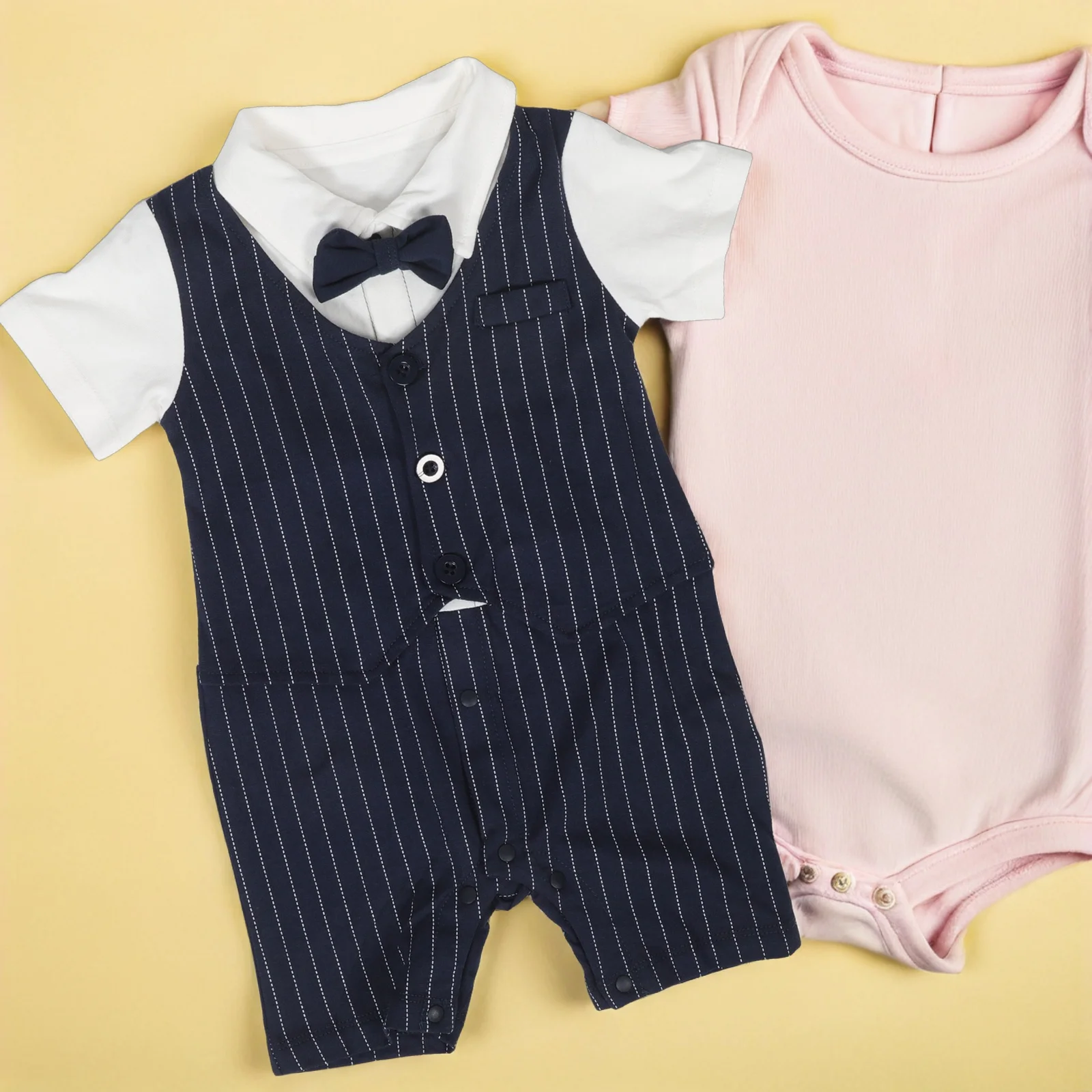 

Summer Baby Boy Romper Short Sleeve Cotton Gentleman Outfit 66cm Newborn Wedding Party Formal Wear Infant Clothes