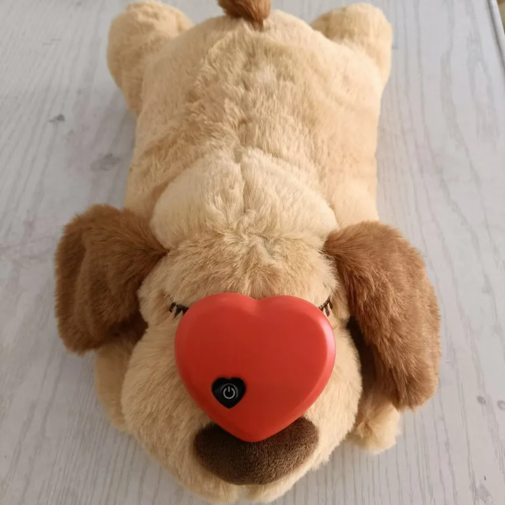 Interaktive Schlafhilfe für Hunde, Herzschlag-Angstlinderung, Verhaltenstraining, Liegendes Hundespielzeug, Plüschtier, Weiche Welpen-Raumdekoration – Detail 6