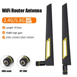 2 Stuks Dual Band 10dbi Wifi Antenne 2.4G 5.8Ghz Rp Sma Mannelijke Universele Antena Voor Asus Versterker Wlan router Signaal Booster Antenne