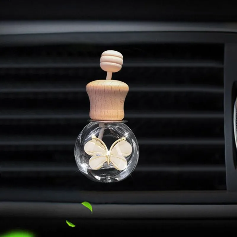 Car Perfume Pendant Air Freshener Ornament Interior Glass Bottle for Car aromatherapy Butterfly Car Accessories Car-styling