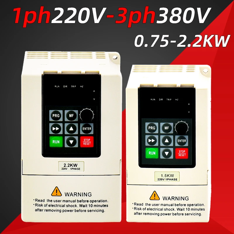 

Input 220V to Output 380V VFD Variable Frequency Drive Converter Inverter 0.75/1.5/2.2KW Motor Speed Controller