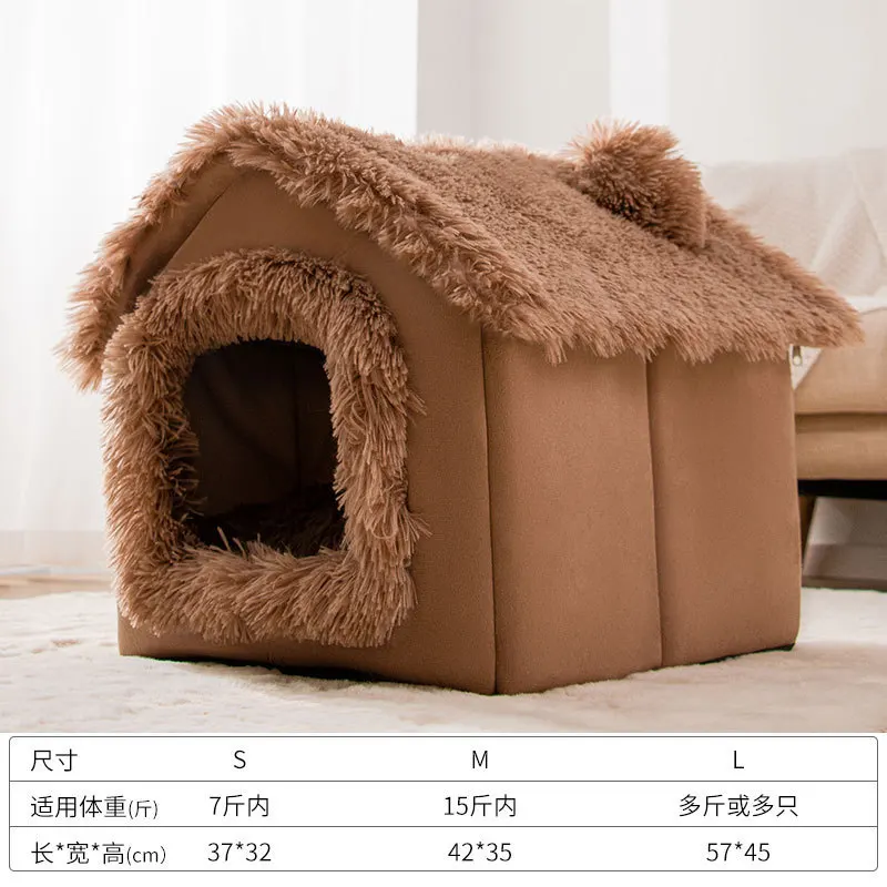 Medium Dog Kennel Indoor Soft Comfortable Puppy House Removable Small Dog Bed Cave Winter Warm Pet Sleeping Mat Portable