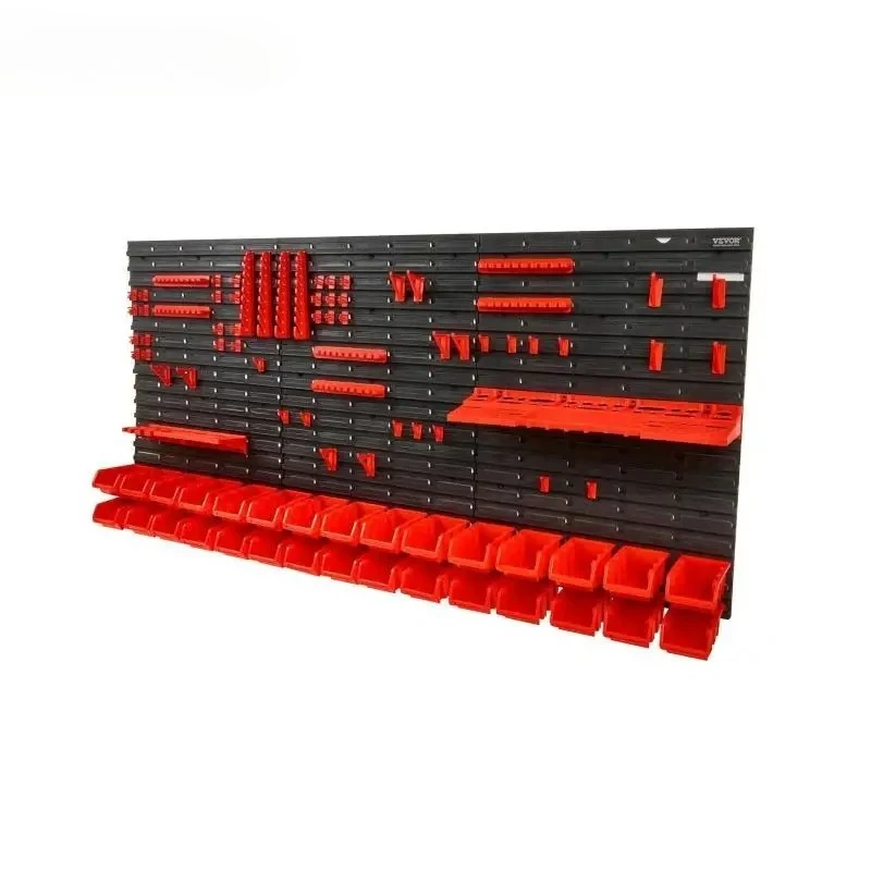 

Wall Mounted Storage Bins 30/48-Bin Parts Rack Organizer Garage with Wall Panels Hooks Plastic Shop Tool for Screw Nails