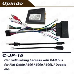 Car Android Radio Accessories Cable Connector Socket with CAN Bus Decoder Power Wiring Harness for Fiat Doblo 500 500L Ducato