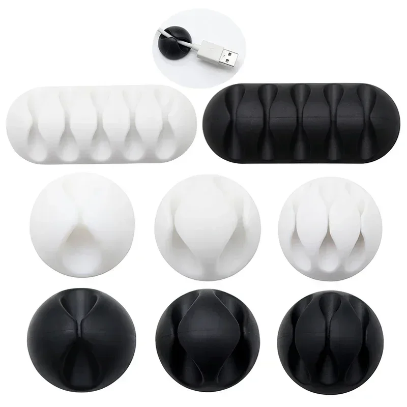 5/10/50pcs Silicone USB Cable Organizer Cable Winder Desktop Tidy Management Clips Cable Holder Mouse Headphone Wire Organizer