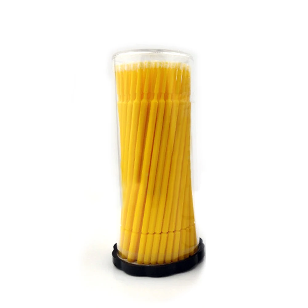 100pcs Touch Up Paint Micro Brush Large 2MM/Small 1MM Tips - Yellow Plastic Micro Applicators 100mm Car Cleaning Tools