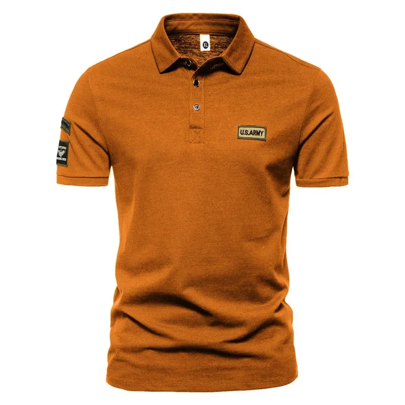 

New Men's Short Sleeved Summer Men's Breathable Embroidered Lapel T-shirt Casual Solid Color Oversized Top