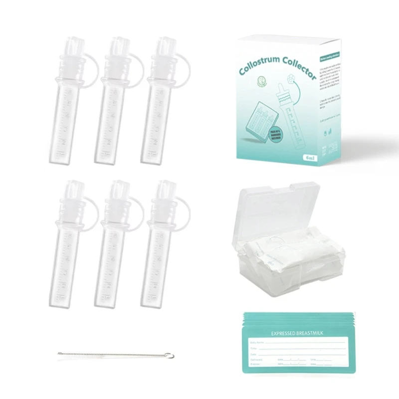 Pack of 6pcs Colostrum Collector Breast Feeding Milk Collection Tube Postpartum Feeders for Baby Feeding Reusable 6ML 066B