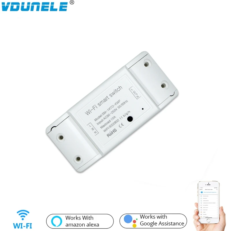 

Умный выключатель света Wi-Fi, универсальный таймер, приложение Smart Life, беспроводной пульт дистанционного управления, работа с Alexa Google Home