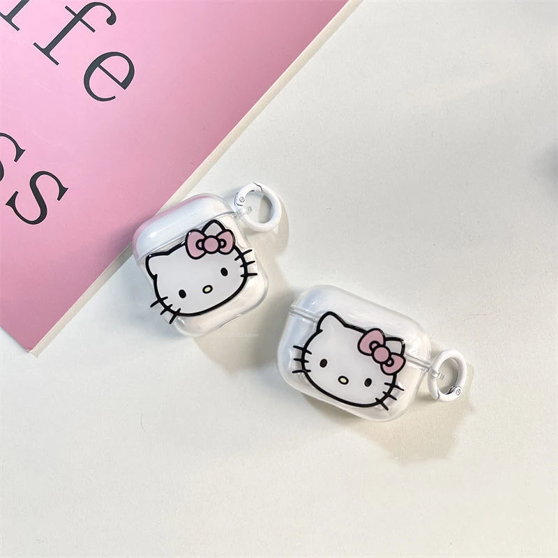 Sanrio Hello Kitty 3D kompatybilny z Bluetooth zestaw słuchawek PC twarda obudowa etui na słuchawki dla AirPods 1 2 Pro 3 Pro2 pokrowiec