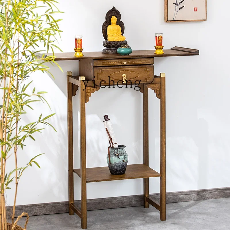 W5.14 new Chinese entrance table against the wall table Solid wood entrance cabinet Buddha  Small strip case Narrow strip table
