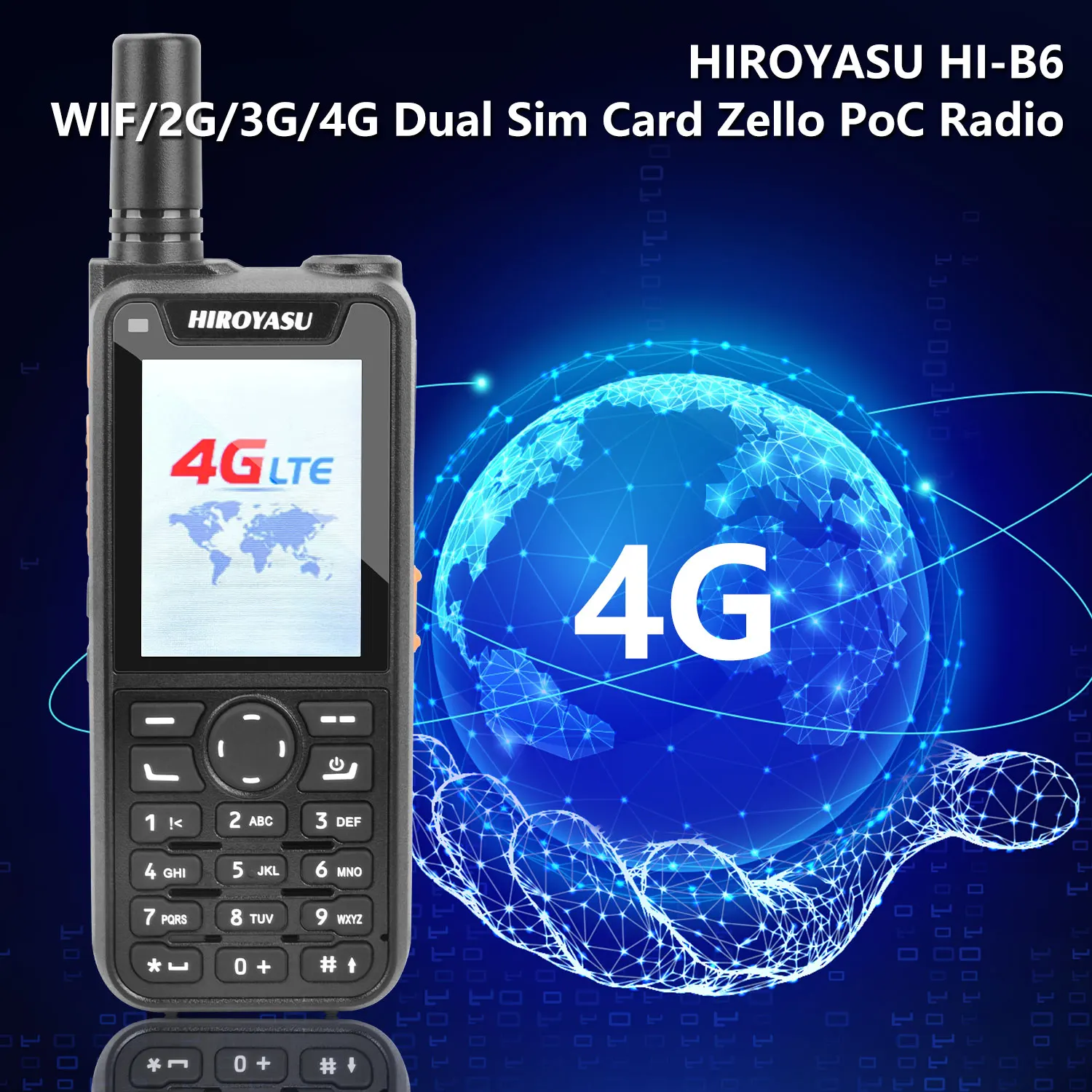 HIROYASU HI-B6 Network Zello Walkie Talkie 2G 3G 4G PoC Radio 1G ROM 8G RAM 2.4