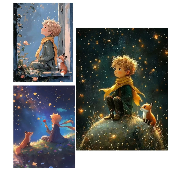 

Cartoon Little Prince with Fox 2000 PCS Jigsaw Puzzles Challenging Family Activity Game for Gameroom Bedroom Decoration Gift