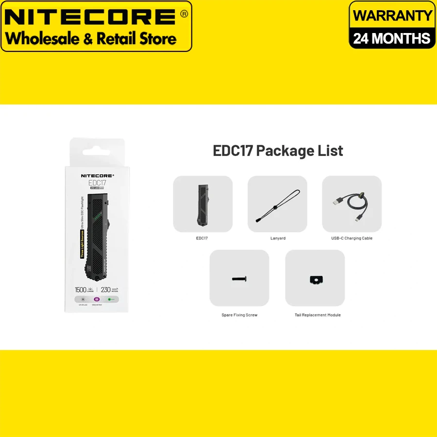 All in One NITECORE EDC17 Three Light Sources Ultra Slim EDC UV Flashlight 1350mW UV Light