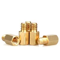 20pcs 6#-32X6+4mm 6#-32X6.5+4mm Hex Brass Standoff Spacer Pillar for PC Motherboard