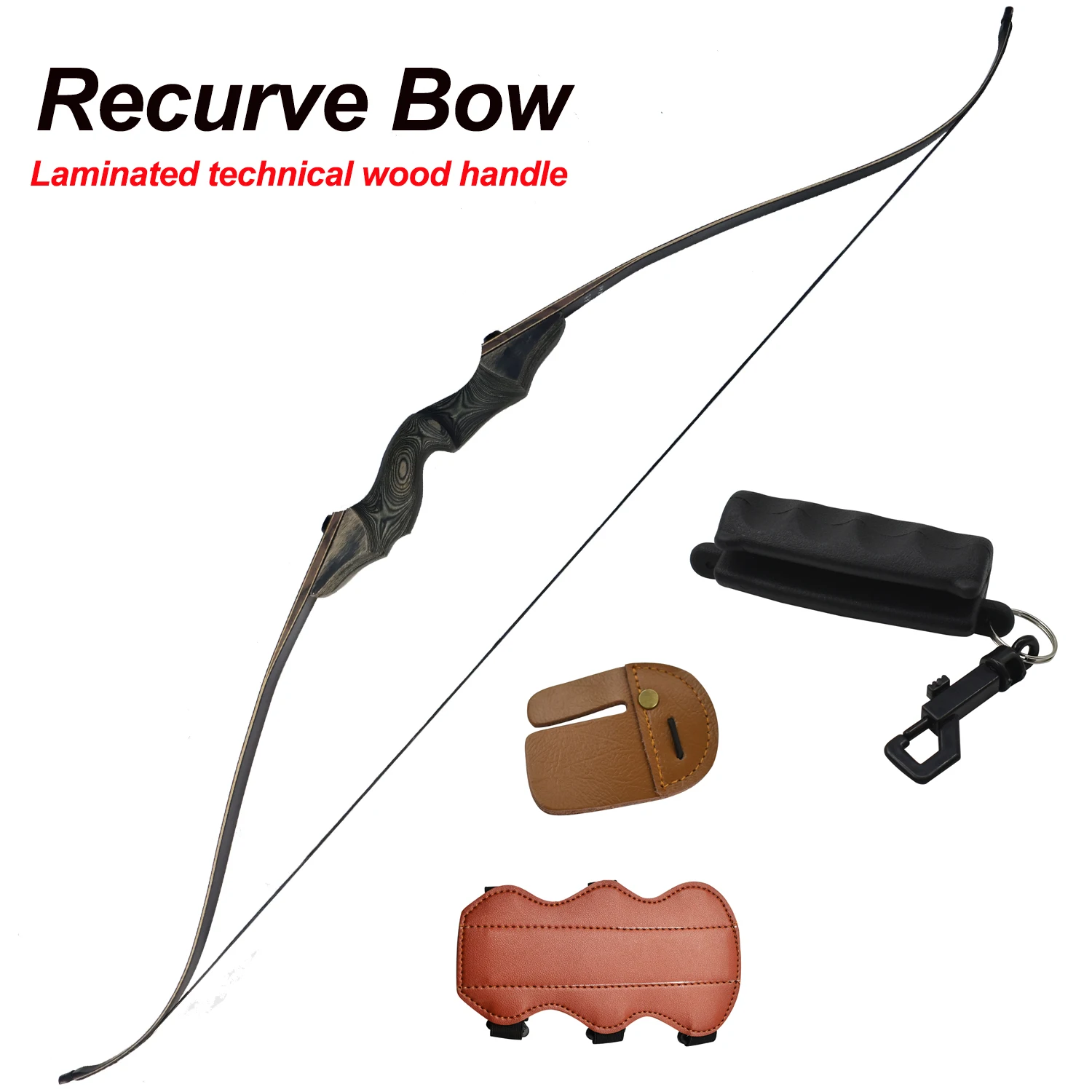 

Four-layer Bamboo Core Recurve Bow Laminated Technology Wood Grip Bow 16-strand Special String High-power Hunting Special Bow