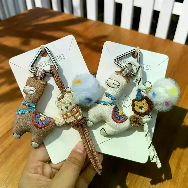 1 قطعة لطيف المهر الألبكة دمية حقيبة سلسلة مفاتيح قلادة دمية على شكل حيوان كيرينغ لمفاتيح السيارة اكسسوارات الهدايا الإبداعية
