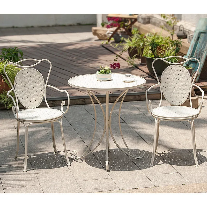 HYS Country-style balcony indoor iron table and chairs café colorful minimalist coffee table table leisure three-piece  outdoors