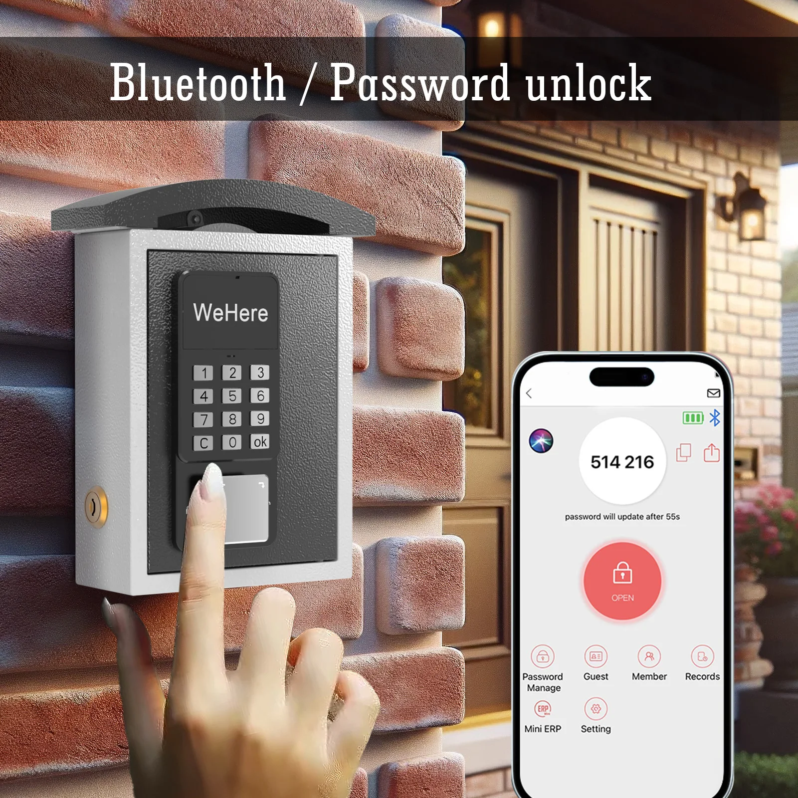 Imagem -05 - Smart Key Lock Box Montagem na Parede com Slot de Chave Seguro Otp App Bluetooth Código Fixo Desbloquear Armazenamento Senha