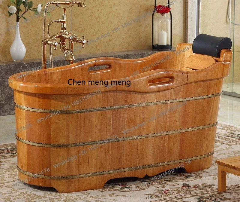 

X Bath Wooden Bucket Bath Solid Wood Household, Wooden Bucket Full Body Large