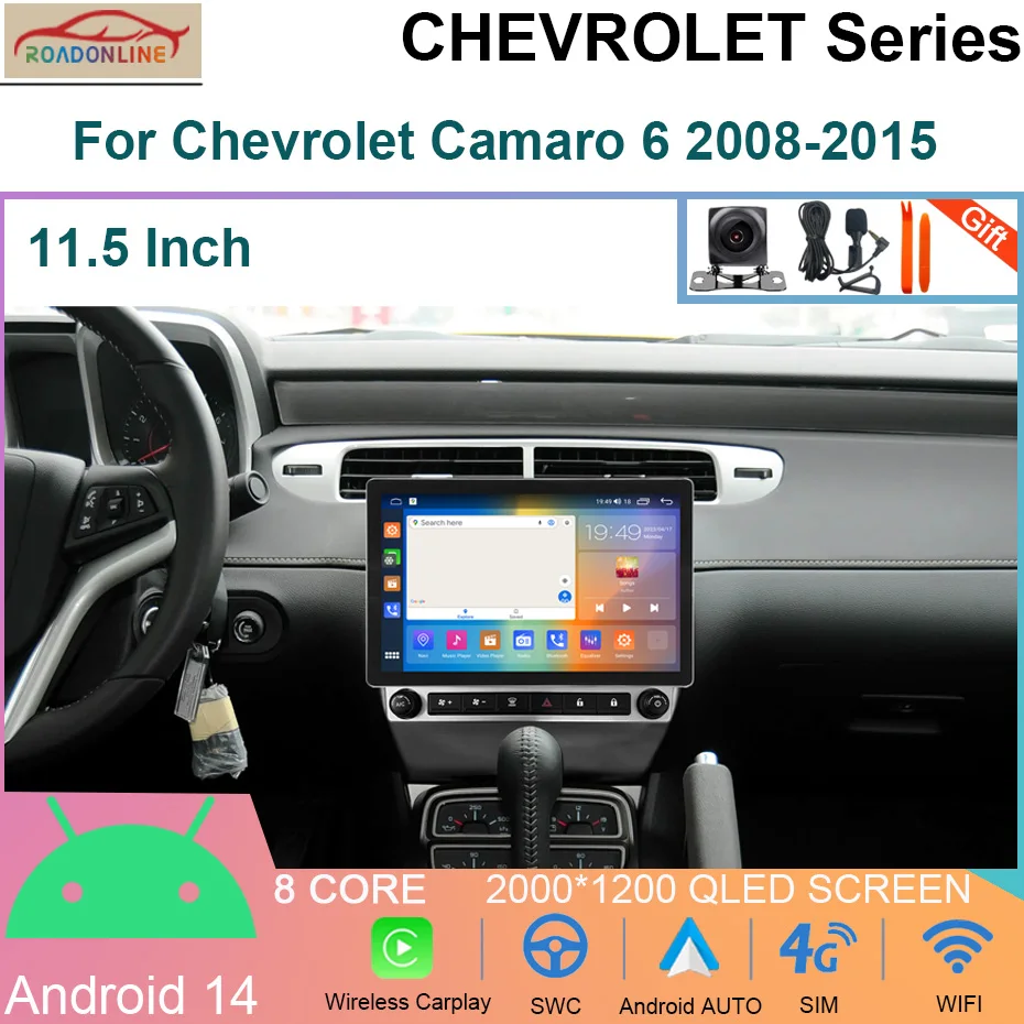 

11.5INCH Android 14 For Chevrolet Camaro 6 2008-2015 Car Radio Multimedia Player 4G GPS Navigation DPS WIFI