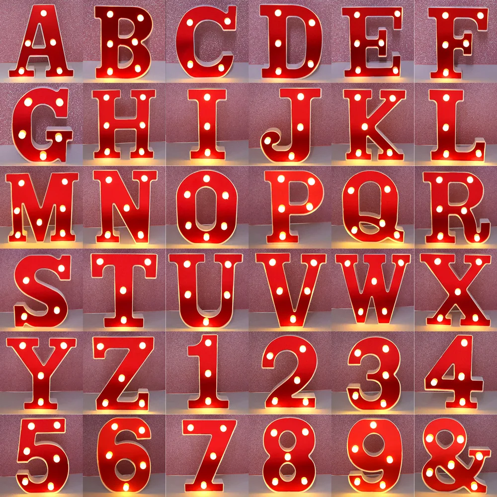 16cm Letter with Led Light 26 English Alphabet Luminous Letters Home Club Outdoor Indoor Christmas Party Wedding Room Decoration