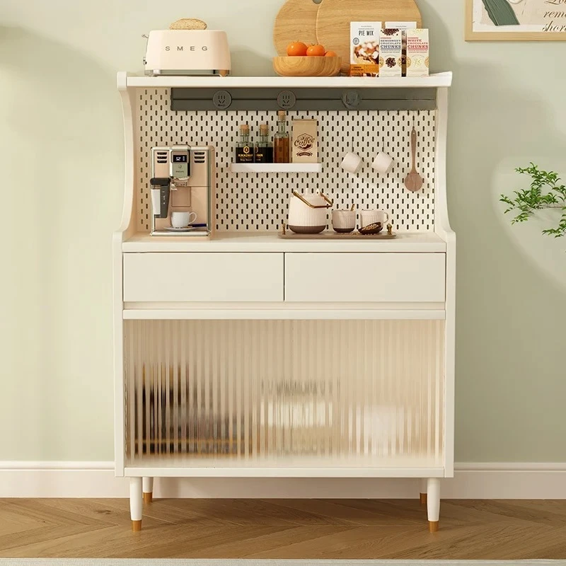 Cream wind solid wood dining side cabinet integrated against the wall modern simple wine cabinet antibacterial tea cabinet