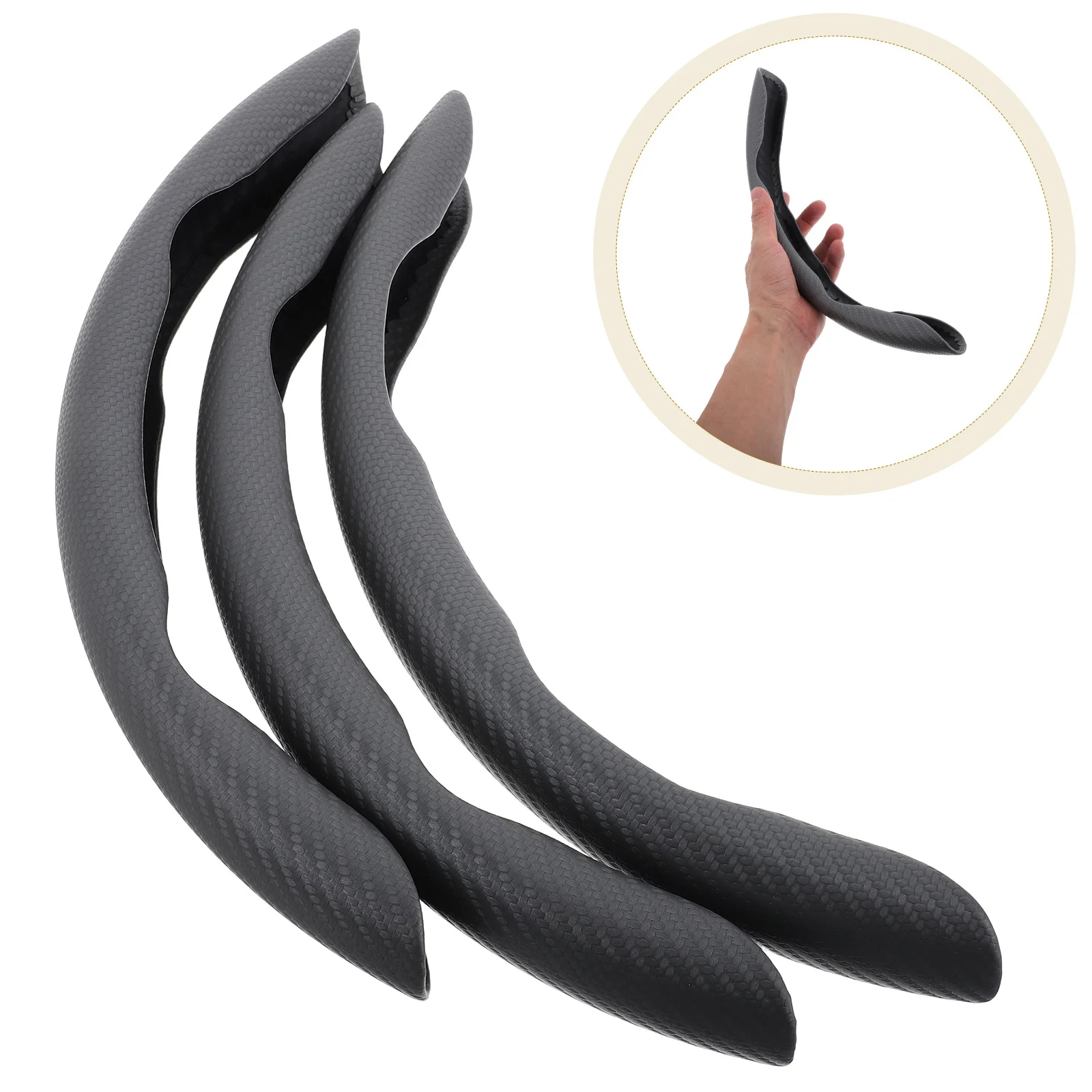 

3Pcs Carbon Fiber Steering Wheel Cover Universal Anti-Slip Grip Clip on 15-Inch Steering Protector Car Accessory