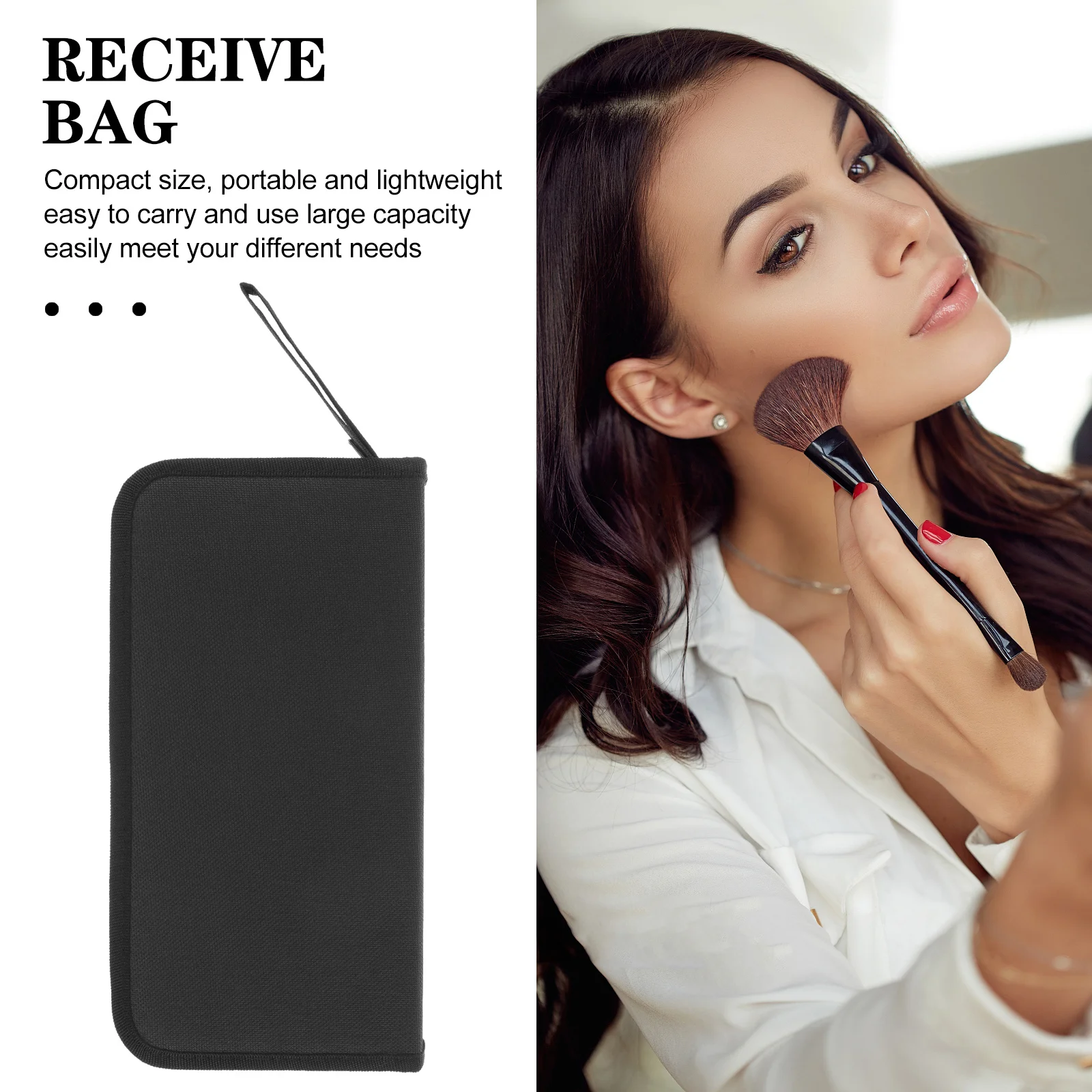 

Canvas Makeup Brush Bag Multi-Hole Organizer Portable Stand-Up Travel Makeup Tool Holder Reusable Brush Organizer