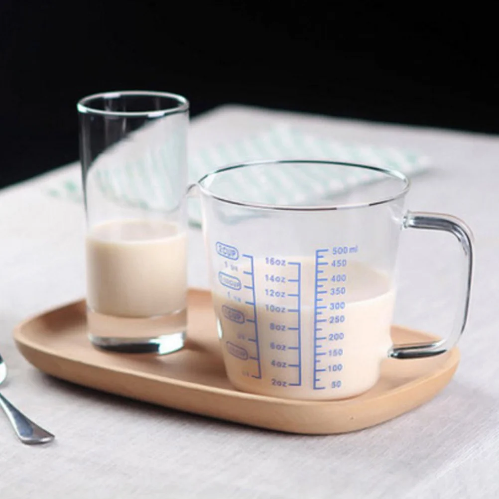 

2 Pcs Milk Measuring Cup Heat-resistant Glass Graduated Mixing Cups Measure Liquid