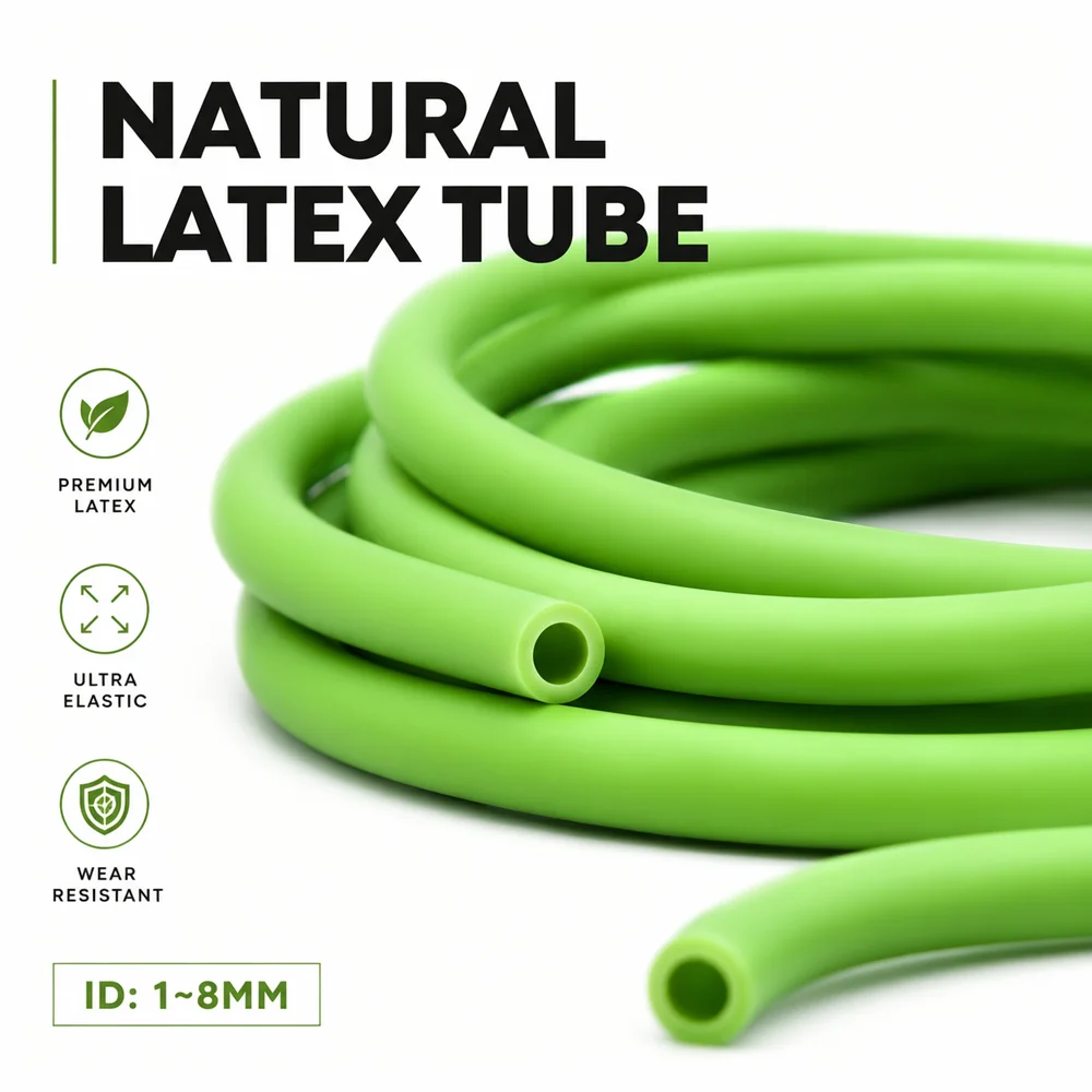 Bright Green Latex Rubber Hose ID 1~8mm High rebound/tensile pull/experimental drainage fitness tension water delivery hose