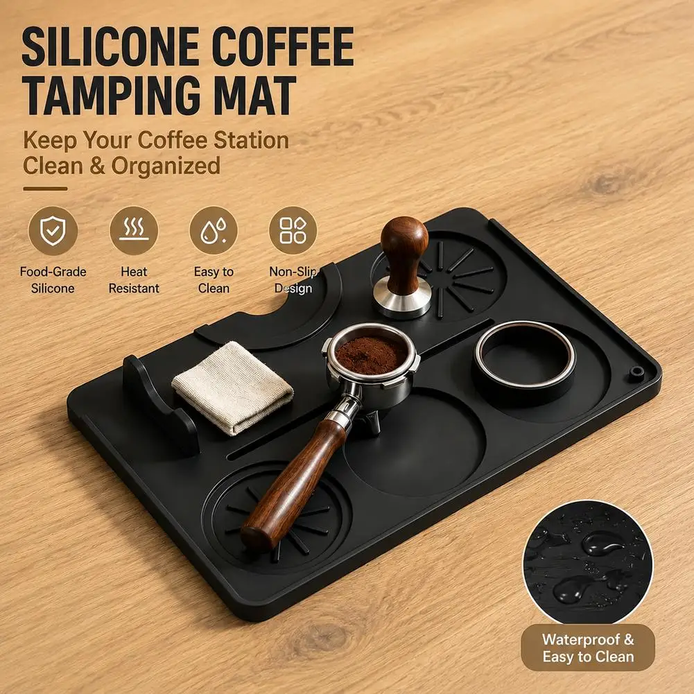 Non-Slip Espresso Tamping Mat Espresso Maker Tools Food Grade Silicone Thickened Coffee Tamper Mat Easy to Clean